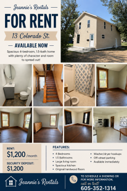 For Rent – 13 Colorado SW Huron SD 57350